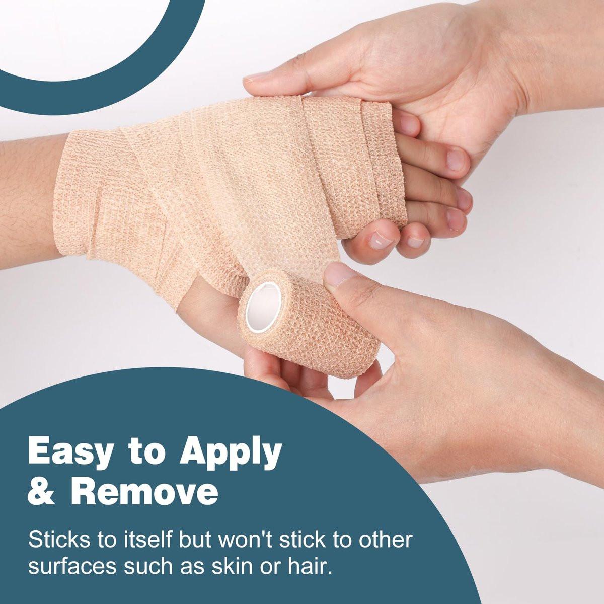 AZEN 20er Pack Selbstklebender elastischer Verband, Hautfarbenes Sporttape, Veterinärwickel, Knöchelbandage 5 cm