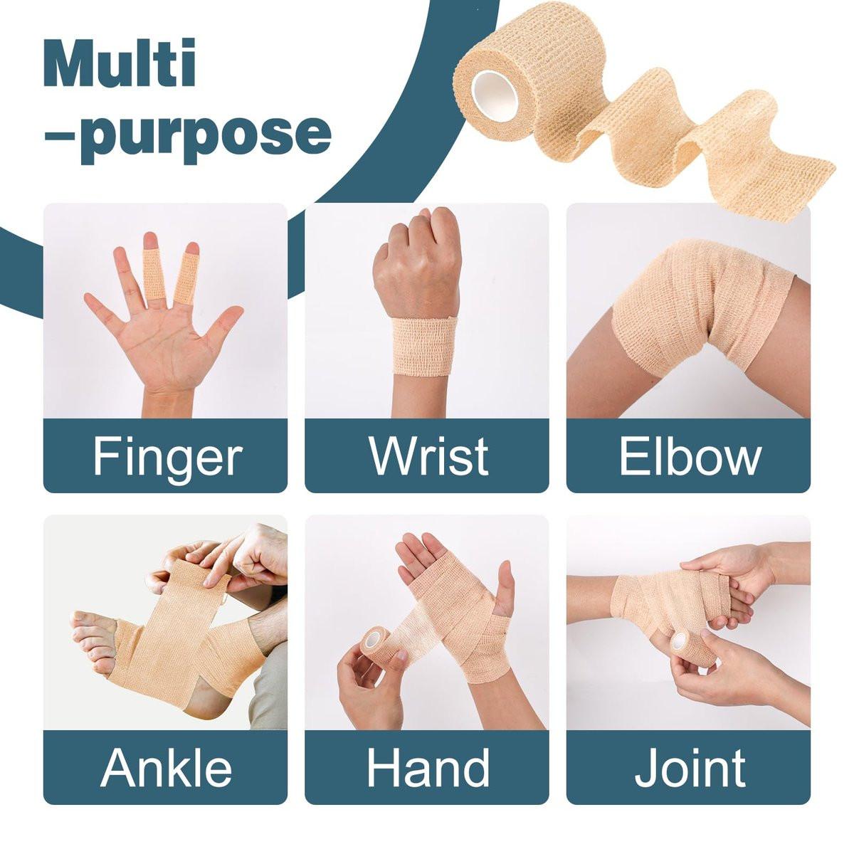 AZEN 20er Pack Selbstklebender elastischer Verband, Hautfarbenes Sporttape, Veterinärwickel, Knöchelbandage 5 cm