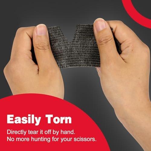 AZEN 20er-Pack Selbstklebende Bandage Wickel Schwarz - Sporttape, Veterinärbandage, Tattoo-Griffband, Knöchelbandage, Kohäsive Bandage