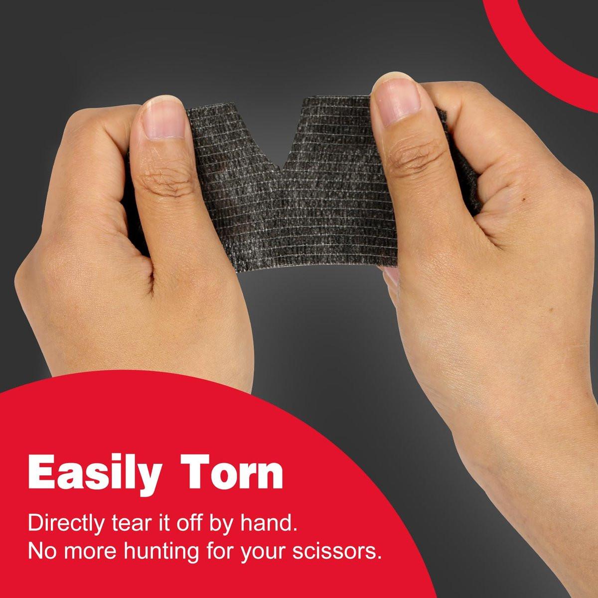 AZEN 20er-Pack Selbstklebende Bandage Wickel Schwarz - Sporttape, Veterinärbandage, Tattoo-Griffband, Knöchelbandage, Kohäsive Bandage