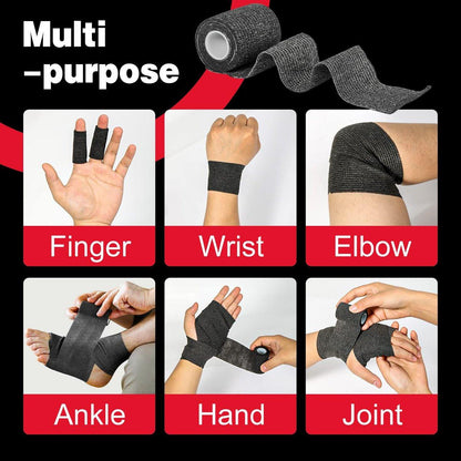 AZEN 20er-Pack Selbstklebende Bandage Wickel Schwarz - Sporttape, Veterinärbandage, Tattoo-Griffband, Knöchelbandage, Kohäsive Bandage