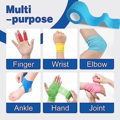 AZEN 20er Pack Selbstklebende Bandage, Elastische Kohäsivbandage, Farbiges Sporttape, Vet Wrap, Knöchel Tape 5 cm