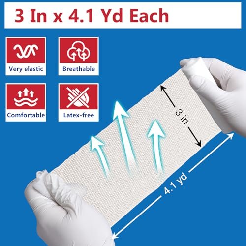YesBes 40er-Pack Mullbinden, 3 Zoll x 4,1 Yards, Premium-Wundverband, Rollen, individuell verpackt
