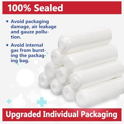 YesBes 40er-Pack Mullbinden, 3 Zoll x 4,1 Yards, Premium-Wundverband, Rollen, individuell verpackt