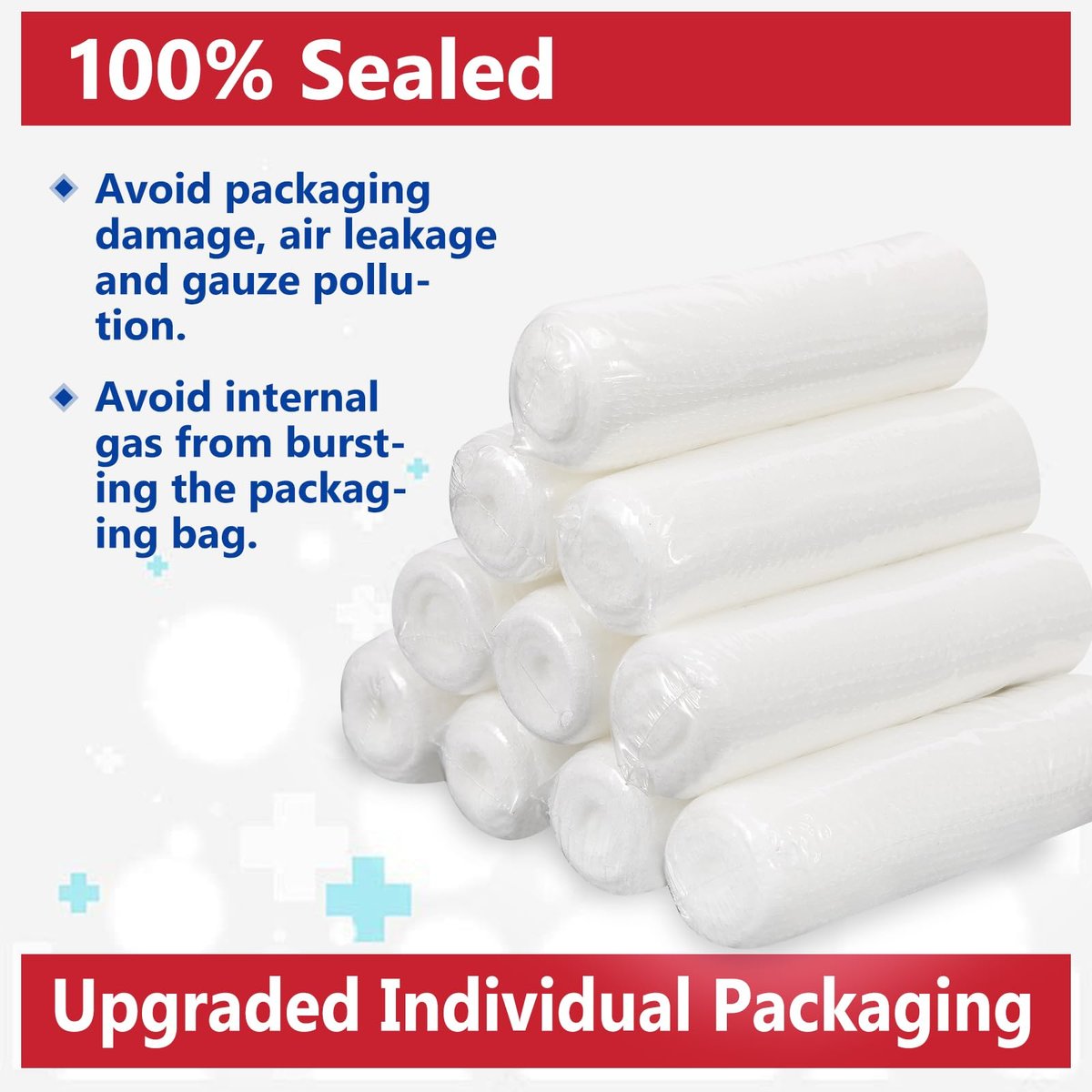 YesBes 40er-Pack Mullbinden, 3 Zoll x 4,1 Yards, Premium-Wundverband, Rollen, individuell verpackt