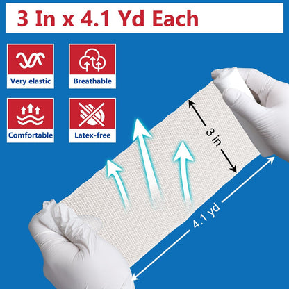 YesBes 40er-Pack Mullbinden, 3 Zoll x 4,1 Yards, Premium-Wundverband, Rollen, individuell verpackt