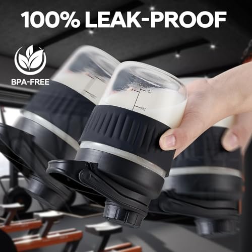 12oz Glas-Shakerflasche für Protein – Kleine Borosilikatglas-Proteinshaker Tasse mit 304 Edelstahl-Mischkugel, auslaufsicher (12 oz, Schwarz)