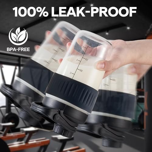 ShakeXpert 16oz Glas-Shakerflasche für Protein, Kleine Borosilikatglas-Proteinshaker-Becher mit auslaufsicherem Deckel und 304 Edelstahl-Mischkugel (16oz, Schwarz)