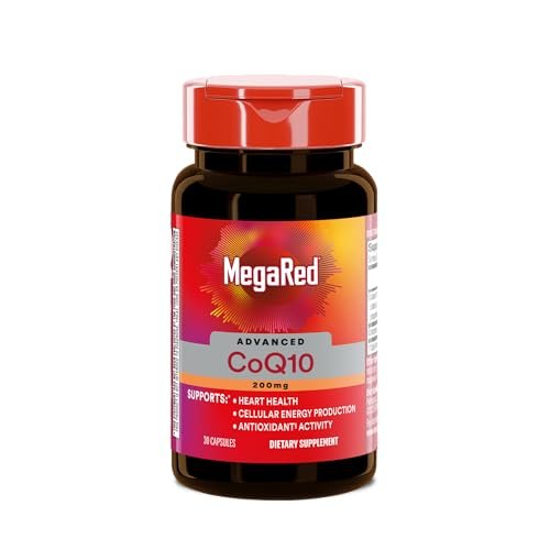 MegaRed Advanced CoQ10 – 200 mg Coenzym Q10 pro Portion, 30 Kapseln, Antioxidans zur Unterstützung der Zellenergieproduktion und Schutz vor freien Radikalen