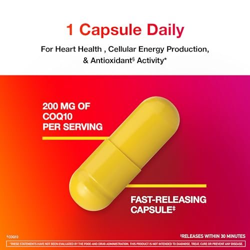 MegaRed Advanced CoQ10 – 200 mg Coenzym Q10 pro Portion, 30 Kapseln, Antioxidans zur Unterstützung der Zellenergieproduktion und Schutz vor freien Radikalen