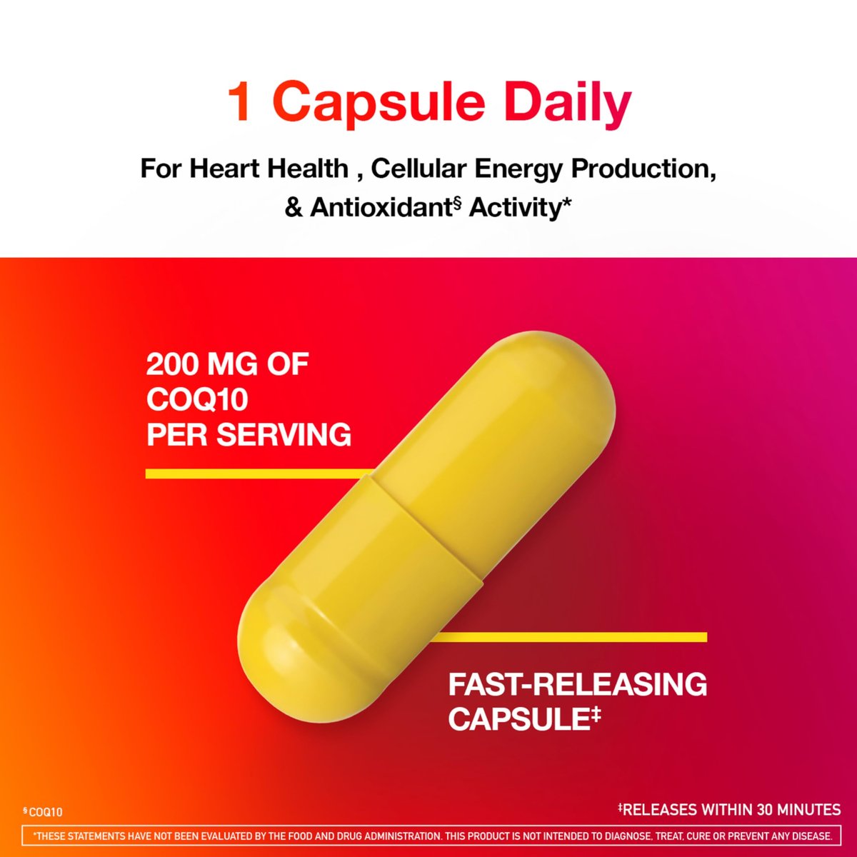 MegaRed Advanced CoQ10 – 200 mg Coenzym Q10 pro Portion, 30 Kapseln, Antioxidans zur Unterstützung der Zellenergieproduktion und Schutz vor freien Radikalen