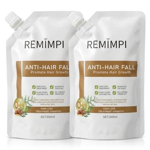 REMIMPI Authentisches Anti-Haarausfall-Shampoo mit Ingwer & Ginseng, Schuppen- & Ölkontrolle, 300 ml (2er-Pack)