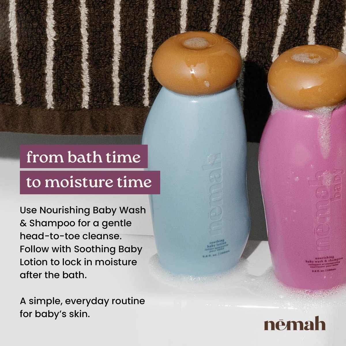 Nemah Baby Waschgel & Shampoo, 2-in-1 Babywaschmittel für Haare und Körper, Tränenfreies Shampoo und Duschgel mit Kamille, Aloe Vera und Jojobaöl, für Neugeborene und Kleinkinder, Vegan, Babybad Essentials, 9,8 Fl Oz