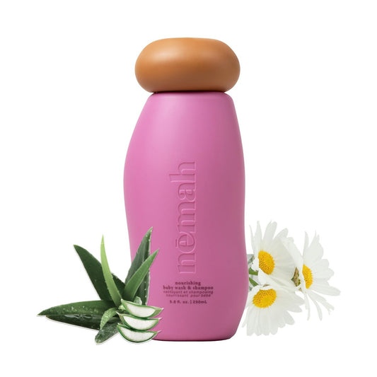 Nemah Baby Waschgel & Shampoo, 2-in-1 Babywaschmittel für Haare und Körper, Tränenfreies Shampoo und Duschgel mit Kamille, Aloe Vera und Jojobaöl, für Neugeborene und Kleinkinder, Vegan, Babybad Essentials, 9,8 Fl Oz