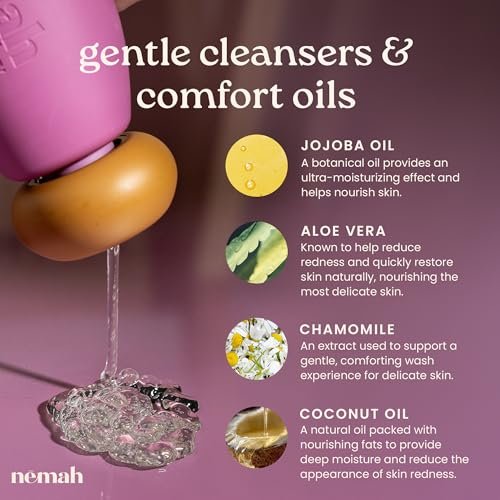 Nemah Baby Waschgel & Shampoo, 2-in-1 Babywaschmittel für Haare und Körper, Tränenfreies Shampoo und Duschgel mit Kamille, Aloe Vera und Jojobaöl, für Neugeborene und Kleinkinder, Vegan, Babybad Essentials, 9,8 Fl Oz