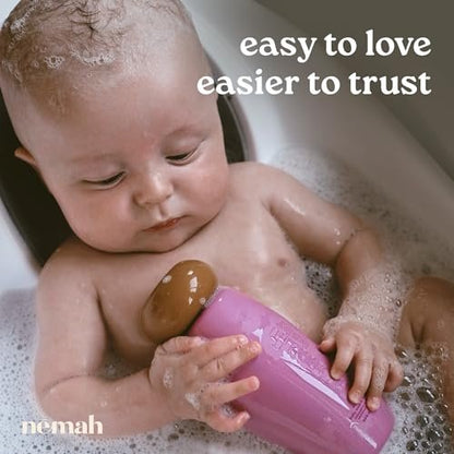 Nemah Baby Waschgel & Shampoo, 2-in-1 Babywaschmittel für Haare und Körper, Tränenfreies Shampoo und Duschgel mit Kamille, Aloe Vera und Jojobaöl, für Neugeborene und Kleinkinder, Vegan, Babybad Essentials, 9,8 Fl Oz