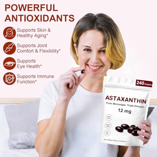 ZEYARUIBO Astaxanthin 12mg – Premium Antioxidant Kapseln für Augen-, Immun- und Hautgesundheit, 240 Weichkapseln