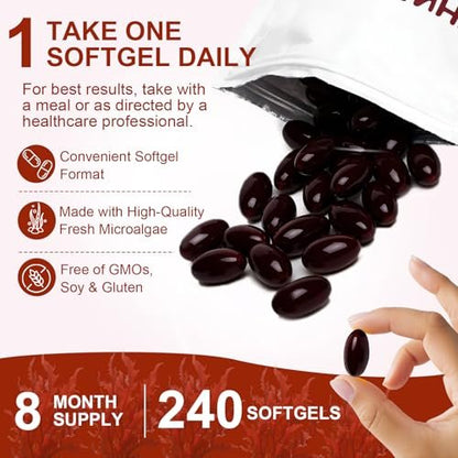 ZEYARUIBO Astaxanthin 12mg – Premium Antioxidant Kapseln für Augen-, Immun- und Hautgesundheit, 240 Weichkapseln