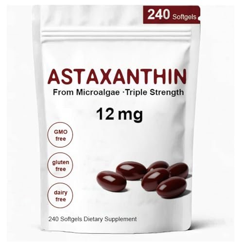 ZEYARUIBO Astaxanthin 12mg – Premium Antioxidant Kapseln für Augen-, Immun- und Hautgesundheit, 240 Weichkapseln