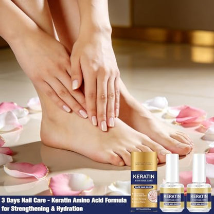 2er-Pack Keratin Nagelpflegeöl - Feuchtigkeitsspendende Behandlung für starke, glänzende Nägel mit Aloe Vera & Lavendel, repariert trockene, schwache Nägel (16ml/0,56oz)
