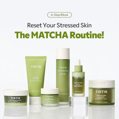 TIRTIR Matcha Dual PDRN Serum – Beruhigendes Serum für gereizte Haut mit 20.000 ppm veganem Matcha PDRN, 5 % Niacinamid, feuchtigkeitsspendend, nicht klebend, koreanisches Gesichtsserum für empfindliche und zu Akne neigende Haut