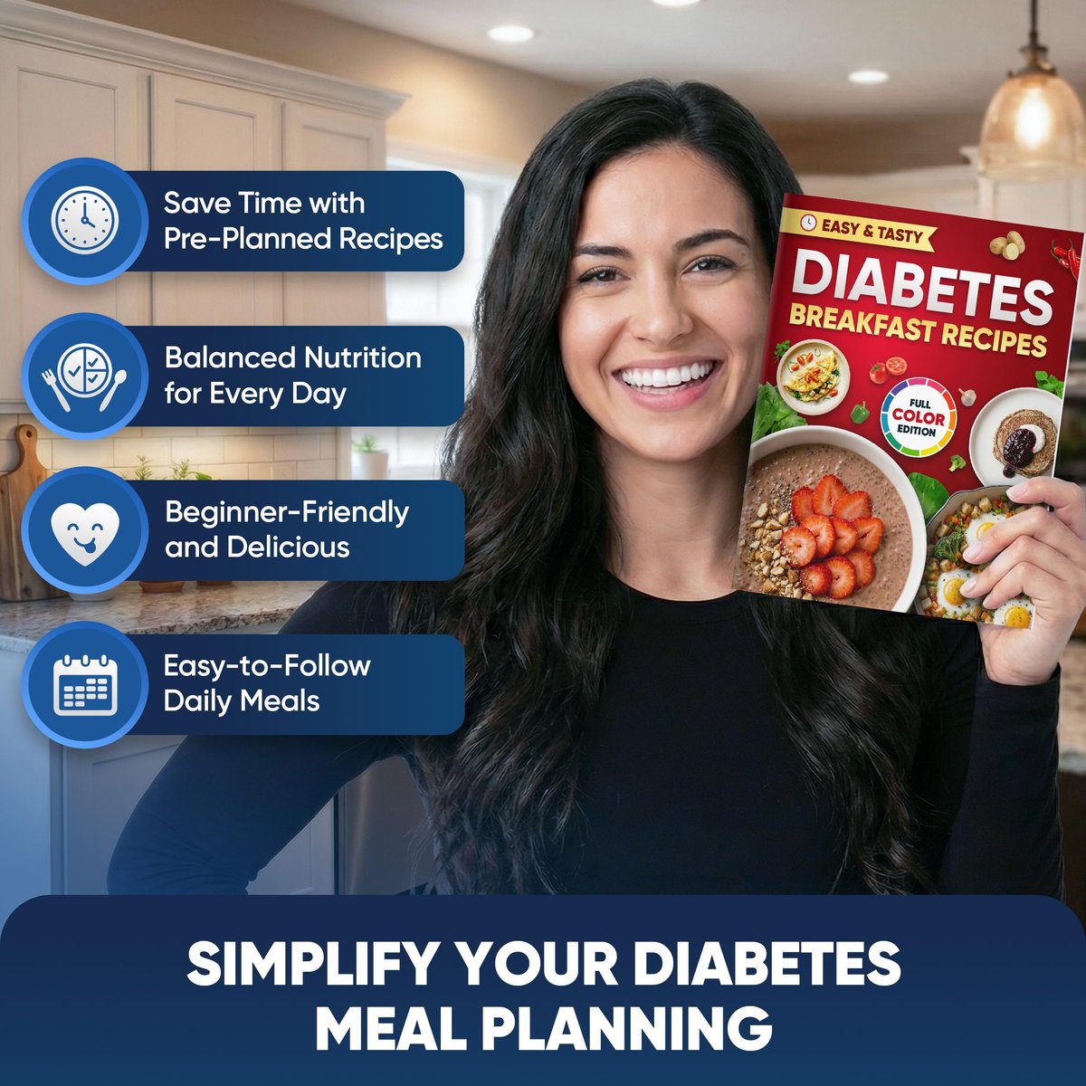 Komplettes Diabetes-Kochbuch-Set (4 Bücher) – 100 einfache Diabetiker-Rezepte für Frühstück, Mittagessen, Abendessen & Dessert – Inklusive vollständiger Nährwertangaben, Kohlenhydratzahlen & Schritt-für-Schritt-Anleitungen – Niedriger GI-Index