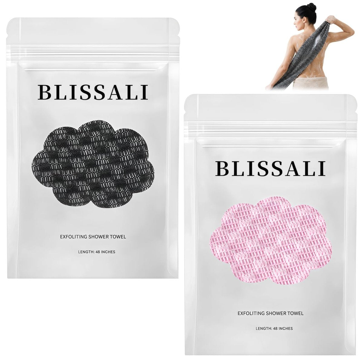 Blissal Peeling-Duschhandtuch, 2-in-1 Peelingtuch, Tiefenpeeling, Premium Waschlappen für Körper & Gesicht, 2 Seiten, für alle Hauttypen, Damen und Herren