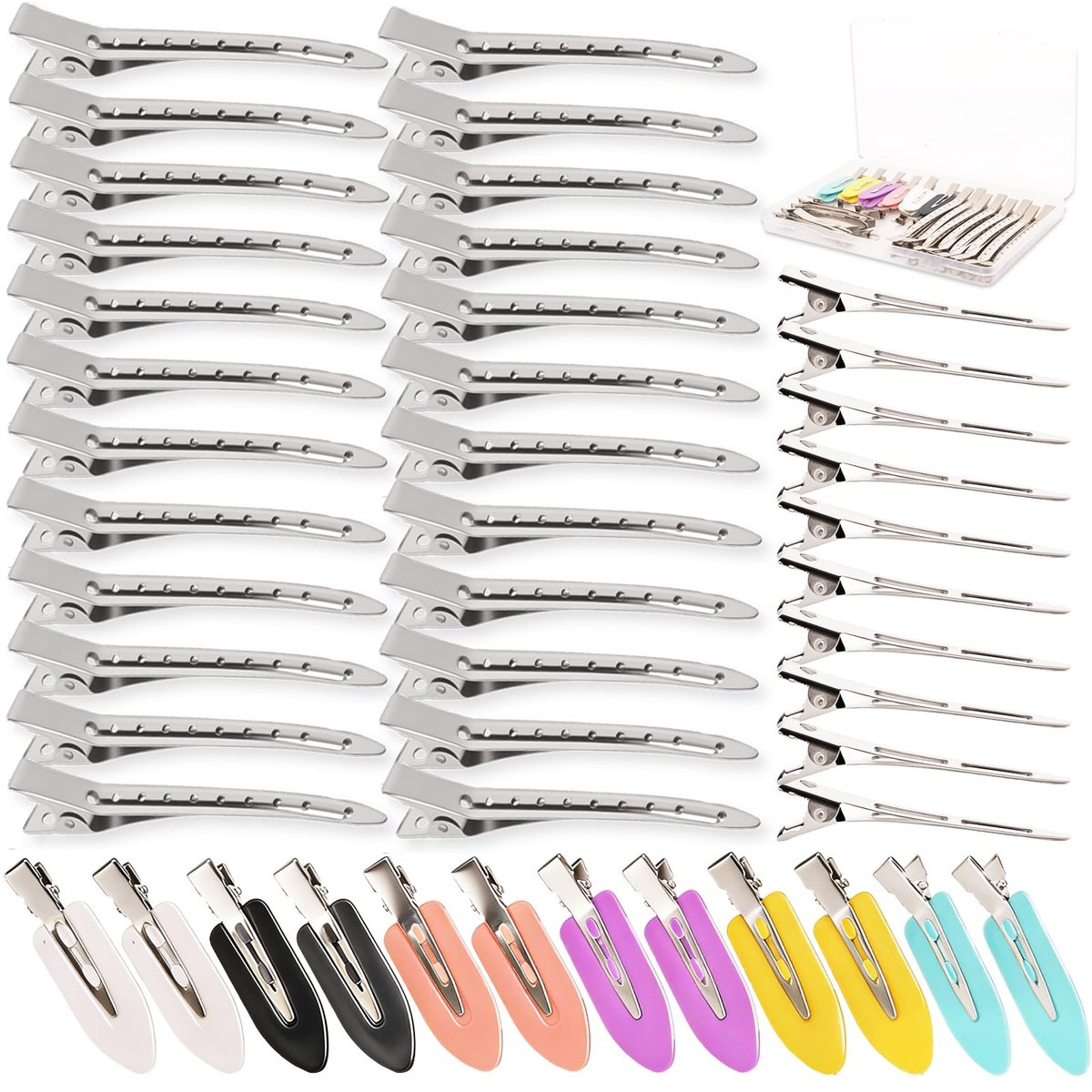 NOOEPC 44-teilige Metall-Alligator-Haarspangen, Haarklammern für Styling, Entenmund-Haarnadeln, faltenfreie Haarspangen für Salon, Make-up, Haarfärben, DIY-Basteln & Zuhause (44 gemischte Größen)
