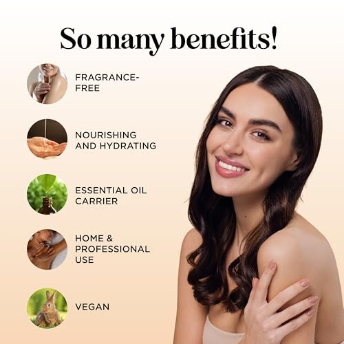 Unparfümiertes Massageöl für Massagetherapie – Sanftes und luxuriöses unparfümiertes Körperöl für die Ganzkörperpflege mit Süßmandel-, Sonnenblumen-, Jojobaöl und Vitamin E – Vegan, Nicht-GVO & Glutenfrei (240 ml)