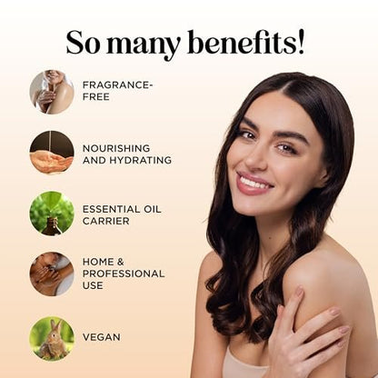 Unparfümiertes Massageöl für Massagetherapie – Sanftes und luxuriöses unparfümiertes Körperöl für die Ganzkörperpflege mit Süßmandel-, Sonnenblumen-, Jojobaöl und Vitamin E – Vegan, Nicht-GVO & Glutenfrei (240 ml)