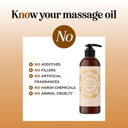 Unparfümiertes Massageöl für Massagetherapie – Sanftes und luxuriöses unparfümiertes Körperöl für die Ganzkörperpflege mit Süßmandel-, Sonnenblumen-, Jojobaöl und Vitamin E – Vegan, Nicht-GVO & Glutenfrei (240 ml)