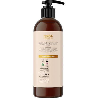 Unparfümiertes Massageöl für Massagetherapie – Sanftes und luxuriöses unparfümiertes Körperöl für die Ganzkörperpflege mit Süßmandel-, Sonnenblumen-, Jojobaöl und Vitamin E – Vegan, Nicht-GVO & Glutenfrei (240 ml)