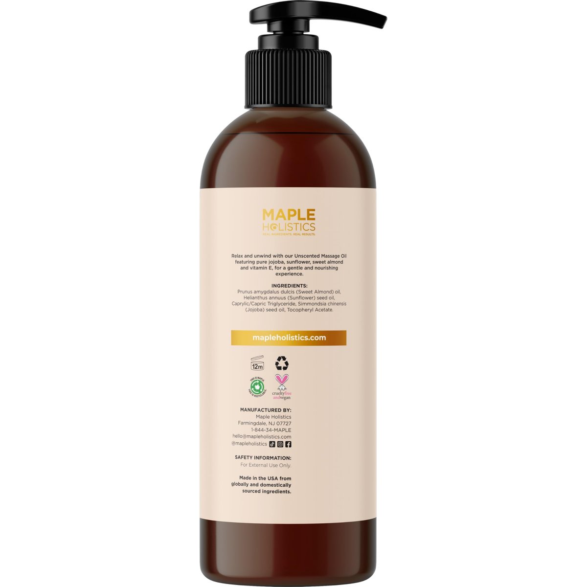 Unparfümiertes Massageöl für Massagetherapie – Sanftes und luxuriöses unparfümiertes Körperöl für die Ganzkörperpflege mit Süßmandel-, Sonnenblumen-, Jojobaöl und Vitamin E – Vegan, Nicht-GVO & Glutenfrei (240 ml)