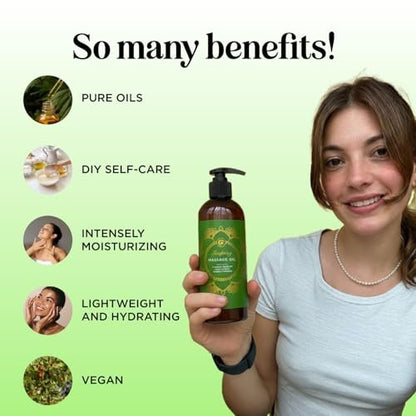 Luxuriöses tropisches Massageöl für Paare – leicht gleitend, nicht fettend, sinnliches Massageöl für den Date-Night mit seidig glattem Süßmandelöl, Kokosöl und Jojobaöl – vegan, nicht gentechnisch verändert & glutenfrei (240 ml)