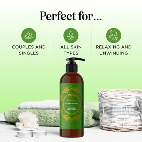 Luxuriöses tropisches Massageöl für Paare – leicht gleitend, nicht fettend, sinnliches Massageöl für den Date-Night mit seidig glattem Süßmandelöl, Kokosöl und Jojobaöl – vegan, nicht gentechnisch verändert & glutenfrei (240 ml)