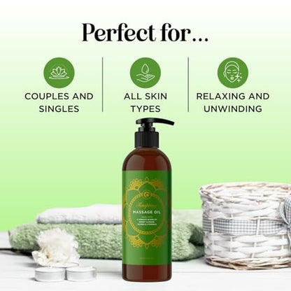 Luxuriöses tropisches Massageöl für Paare – leicht gleitend, nicht fettend, sinnliches Massageöl für den Date-Night mit seidig glattem Süßmandelöl, Kokosöl und Jojobaöl – vegan, nicht gentechnisch verändert & glutenfrei (240 ml)