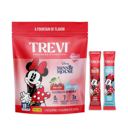 TREVI™ Everyday Sugar Free Electrolytes - Minnie Mouse Hydration Pulverpackungen - 18 Portionen - Zuckerwatte & Sauer Kirsche