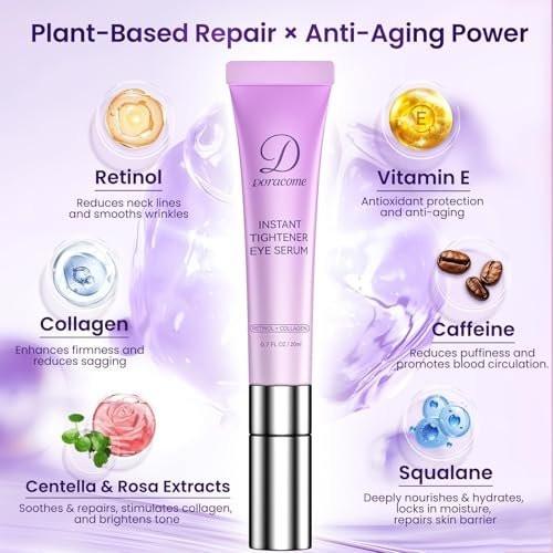 Doracome Caffeine & Retinol Augencreme – Dermatologisch getestet, schnell einziehend, gegen Tränensäcke, feine Linien, dunkle Augenringe und Fältchen mit feuchtigkeitsspendender Pflege