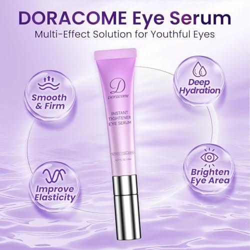 Doracome Caffeine & Retinol Augencreme – Dermatologisch getestet, schnell einziehend, gegen Tränensäcke, feine Linien, dunkle Augenringe und Fältchen mit feuchtigkeitsspendender Pflege