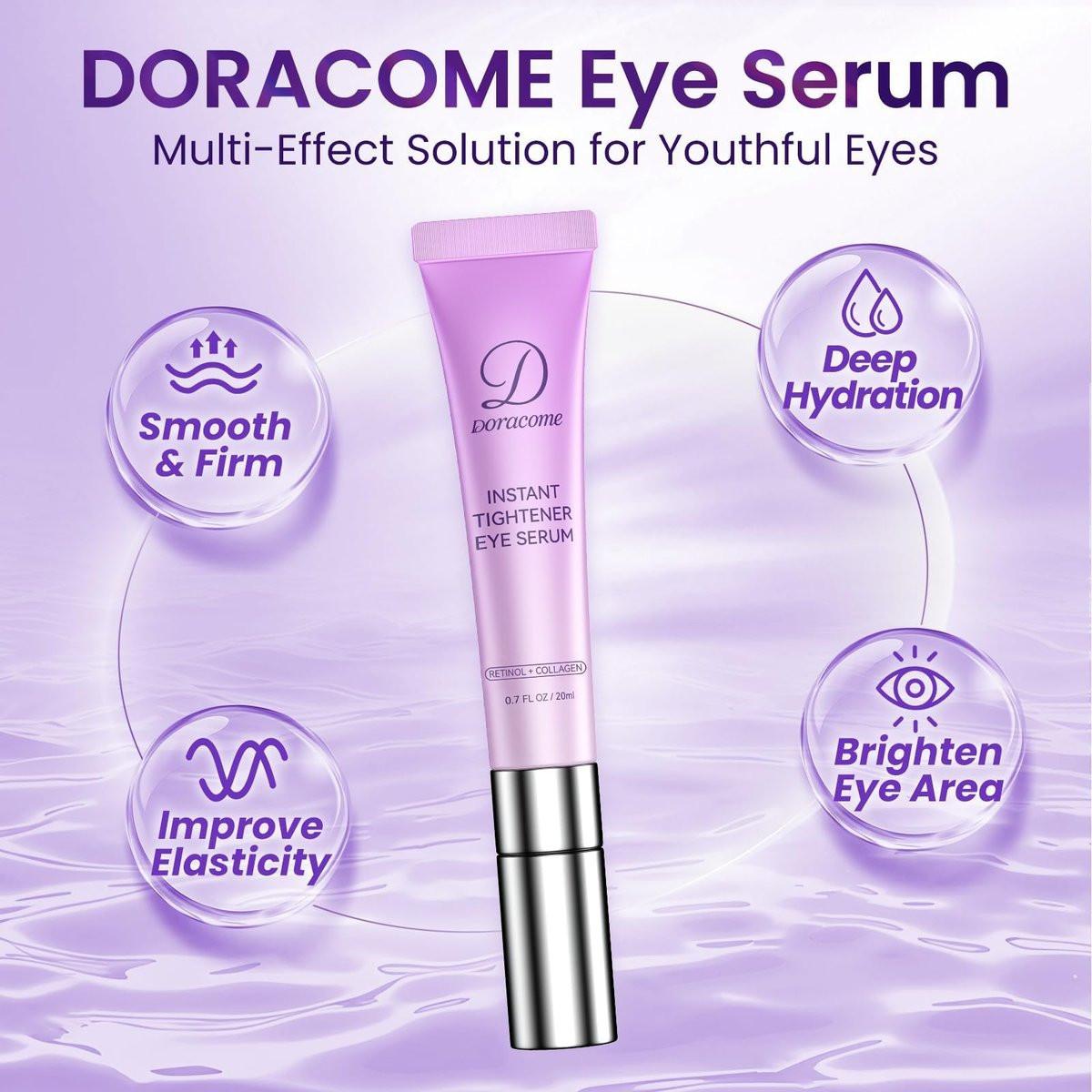 Doracome Caffeine & Retinol Augencreme – Dermatologisch getestet, schnell einziehend, gegen Tränensäcke, feine Linien, dunkle Augenringe und Fältchen mit feuchtigkeitsspendender Pflege