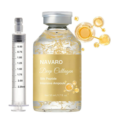 NaVaro Peptide Deep Collagen Lifting Ampulle – 72h Feuchtigkeit, mit Palmitoyl Pentapeptid-4 für Gesichtsstraffung, Faltenreduktion & Glashaut, 50 ml