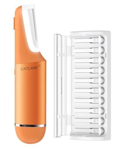 Dermaplane Rasierer für Frauen Gesicht, Dermaplaning Werkzeug für Gesicht, Sonic Peeling & Pfirsichflaum-Haarentfernungssystem mit 10 Dermaplaning Klingen, Cosmic Orange