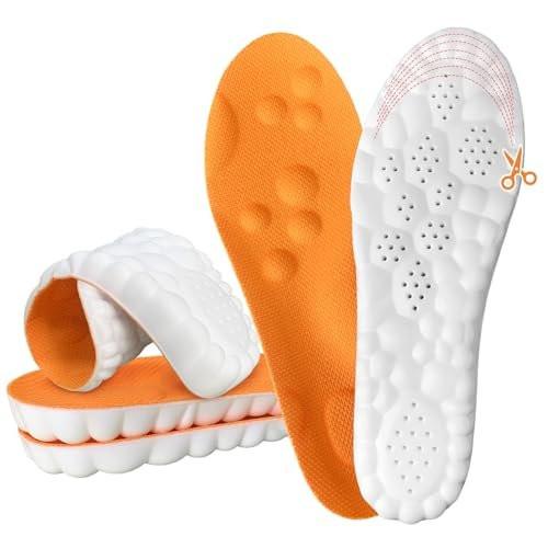 Steppers Einlegesohlen für Damen & Herren, 2026 Neue 4D Memory Foam Cloud Footstr Einlagen, Bequeme & Atmungsaktive Massage Schuheinlagen mit Fußgewölbeunterstützung gegen Fußschmerzen & Ermüdung (Orange, US Männer 14-15)