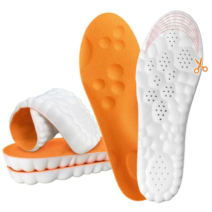 Steppers Einlegesohlen für Damen & Herren, 2026 Neue 4D Memory Foam Cloud Footstr Einlagen, Bequeme & Atmungsaktive Massage Schuheinlagen mit Fußgewölbeunterstützung gegen Fußschmerzen & Ermüdung (Orange, US Männer 14-15)