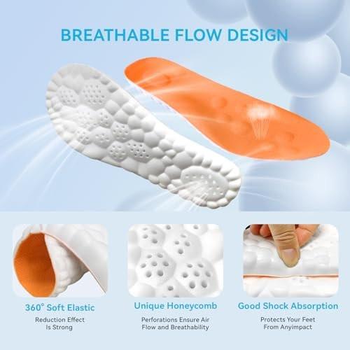 Steppers Einlegesohlen für Damen & Herren, 2026 Neue 4D Memory Foam Cloud Footstr Einlagen, Bequeme & Atmungsaktive Massage Schuheinlagen mit Fußgewölbeunterstützung gegen Fußschmerzen & Ermüdung (Orange, US Männer 14-15)