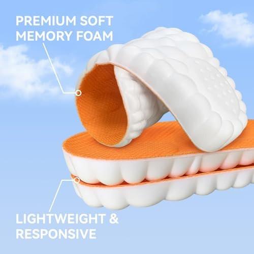 Steppers Einlegesohlen für Damen & Herren, 2026 Neue 4D Memory Foam Cloud Footstr Einlagen, Bequeme & Atmungsaktive Massage Schuheinlagen mit Fußgewölbeunterstützung gegen Fußschmerzen & Ermüdung (Orange, US Männer 14-15)