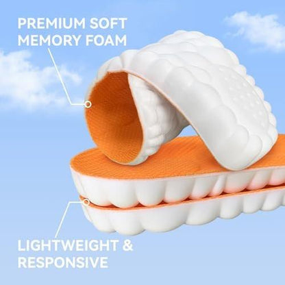 Steppers Einlegesohlen für Damen & Herren, 2026 Neue 4D Memory Foam Cloud Footstr Einlagen, Bequeme & Atmungsaktive Massage Schuheinlagen mit Fußgewölbeunterstützung gegen Fußschmerzen & Ermüdung (Orange, US Männer 14-15)