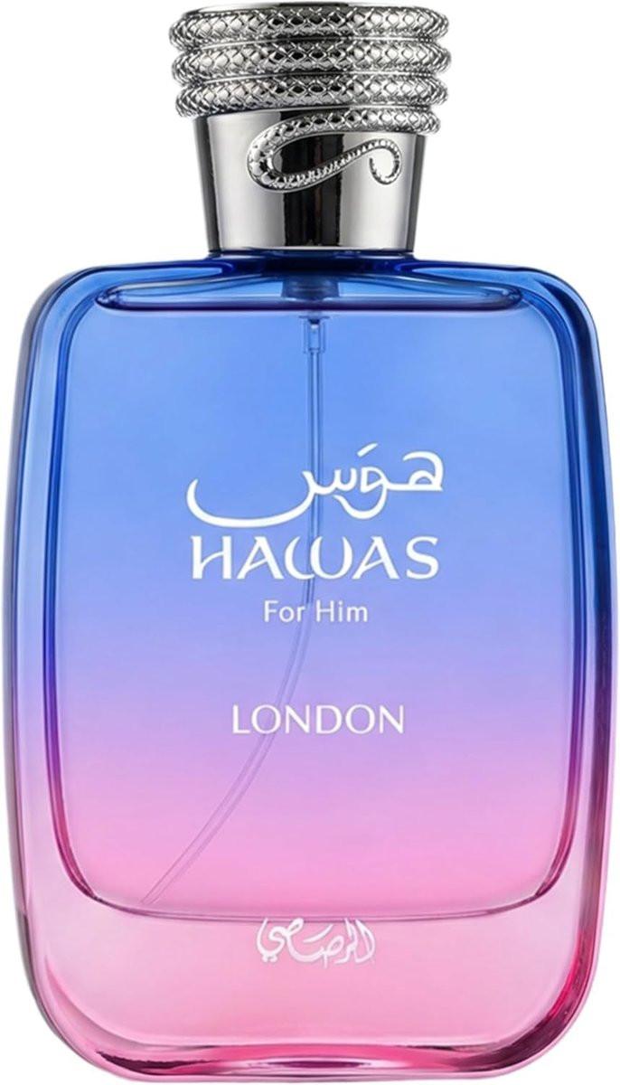 Rasasi Hawas London Eau de Parfum für Herren – Würzig, Fruchtig, Blumig, Amber – 100 ml / 3,38 Fl. Oz. – Lang anhaltender Duft