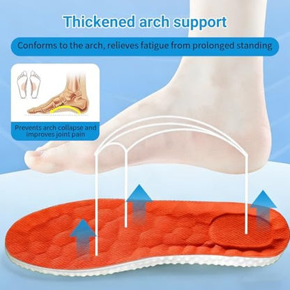 2026 Neue Stepp-Einlegesohlen für Damen und Herren, 4D Cloud Memory Foam Superweiche Einlegesohlen, Ersatz-Schuheinlagen, Stoßdämpfend, Anti-Ermüdung, Ganztägiger Komfort (Orange, Damen 6.5-7)