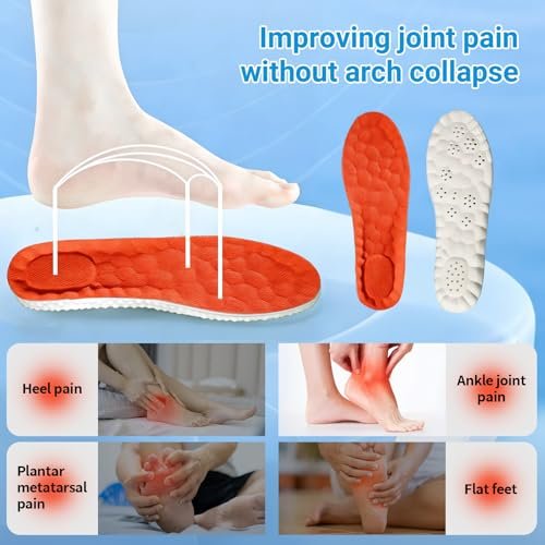2026 Neue Stepp-Einlegesohlen für Damen und Herren, 4D Cloud Memory Foam Superweiche Einlegesohlen, Ersatz-Schuheinlagen, Stoßdämpfend, Anti-Ermüdung, Ganztägiger Komfort (Orange, Damen 6.5-7)